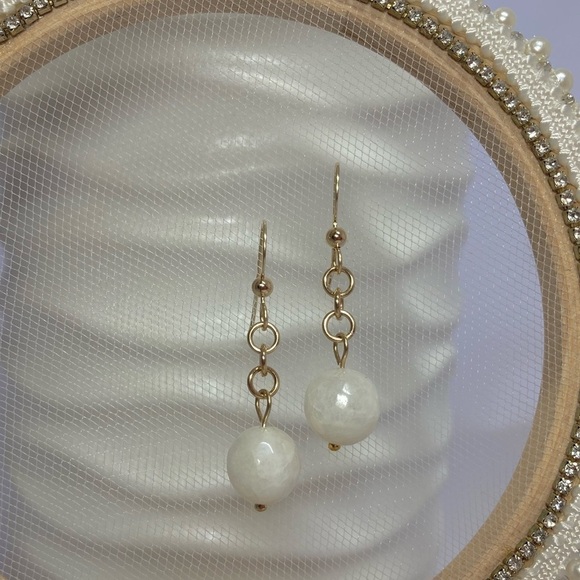 ARTISAN Winter White Quartz Dangle Earrings in Gold - Picture 10 of 10